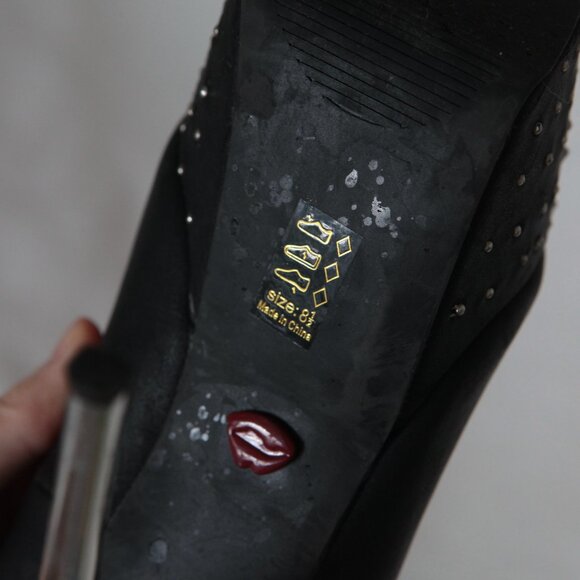 Promise Black Studded Stilettos 6 inch heels EUC - Picture 4 of 10